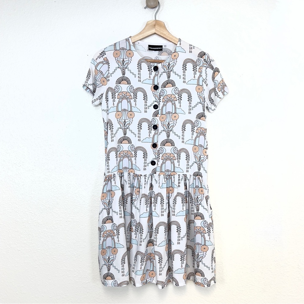 Nooworks Bridge Print Button Front Dress